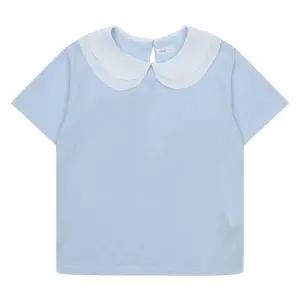 [소이] 여아 이중 카라 배색 반팔 티셔츠 22M3472_BL [P003792471]