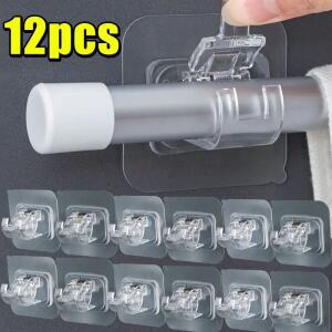 셀프 접착식 훅 무타공 커튼 봉 클립 훅 샤워 커튼 봉 걸이 홀더 가정용 고정 클립 걸이 훅 홀더