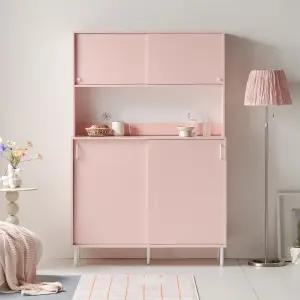 피치 주방 팬트리 홈카페 키큰장 상부장 미닫이 도어 수납장 1200 1color