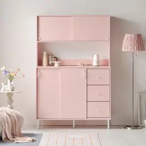 피치 주방 다용도 슬라이드 도어 3단 서랍 수납장 상부장 1200 1color