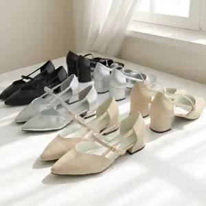 [바닐라슈]3cm, 5cm 2가지굽높이 바닐라슈 시몬느 양사이드오픈 스트랩 메리제인 플랫펌프스