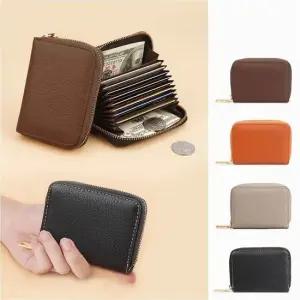 남성 여성 명함지갑 지퍼 인조가죽 카드수납 아코디언 4색 남성지갑 가죽카드지갑