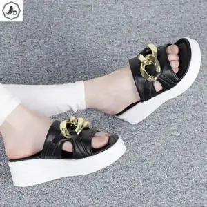 [애슬릿] 통굽 슬리퍼 예쁜 빅체인 키높이 사무실 실내화 5.5cm