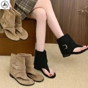 [애슬릿] 여름 부츠 샌들 토오픈 숏 앵클 발편한 버클 쪼리 3cm