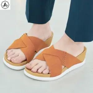 [애슬릿] 통굽 슬리퍼 크로스 밴드 발편한 사무실 회사 6cm