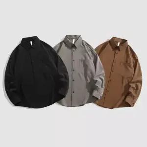남사친 가을 캐주얼 캐주얼룩 솔리드 셔츠 봄가을 얇은 긴팔 스트링 상의 멋스러운 DUCHI3