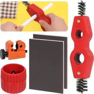 Mardatt 5Pc 구리 파이프 클리너 및 리머 키트에는 내부 외부 4인치 1개 클리닝 도구 샌딩 스펀지 PVC PPR