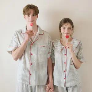 [lunaluz](신세계 사우스시티)커플 빌리ST 코튼 반소매 세일러카라 투피스 잠옷