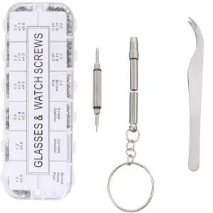 나사 코 패드와 너트가 된 니양글 안경 수리 키트 드라이버 및 커브드 핀셋 관리 프레임 고정을 위한