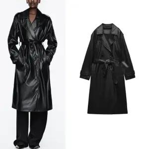 검정 롱 가을 여친 트렌치코트 더블버튼 프렌치 벨트 PU라이크 원픽3