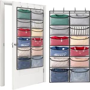 도어 후드티 정리함 12개의 큰 통기성 메쉬 포켓과 4개의 후크가 있는 홈 기숙사 방 침실 작은 공간 옷장