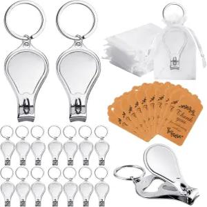 Cunno 30 세트 네일 클 열쇠고리 다기능 병따개 태그 카드 오간자 가방 포함 파티 결혼식 축하 기념품 손님