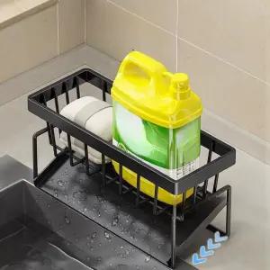 스테인리스 스틸 주방 싱크대 캐디 접시 브러시 및 비누 디스펜서가 포함된 셀프 배수 스펀지 홀더 드립