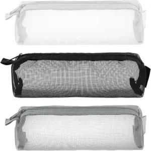 스티켄저 3PCS 메시 메이크업 브러시 백 휴대용 여행용 화장품 가방 다기능 투명 홈 오피스 용품 액세서리