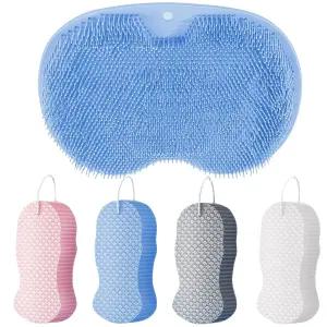 실리콘 샤워 풋 스크러버 매트 미끄럼 방지 흡입 컵이 포함된 중 4PCS 매직 각질 제거 목욕 스펀지 깊은
