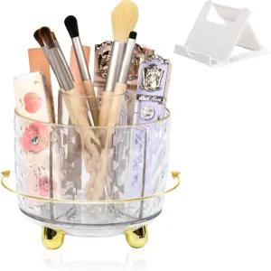 책상용 SAYEEC 펜 홀더 6 슬롯 회전 메이크업 브러시 정리 칫솔 다용도 스킨 케어 화장품 컵 냄비 미술