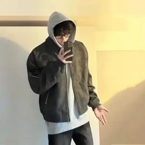 남성 빈티지 코트 쇼트 터틀넥 점퍼 항공 가죽 봄가을 패피3