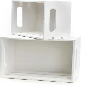 햄튼 아트 우드 상자 중첩 2팩 가정 장식용 흰색 나무 보관 공예품 정리 전시 및 기념품