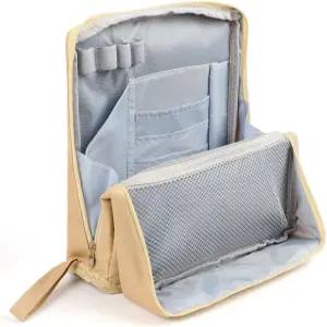 도리스티 메이크업 백 다목적 대용량 옥스포드 천 스탠딩 여행용 정리함 휴대용 수납공간 방수 베이지