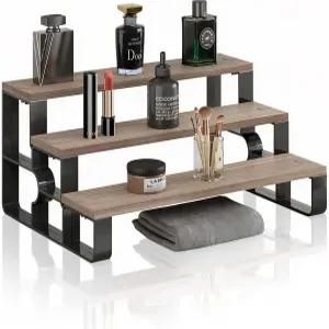 화장대용 향수 정리함 남성용 클론 3단 욕실 메이크업 목재 디스플레이 라이저 스탠드 침실 드레싱월넛