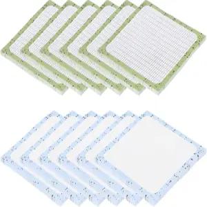 파티킬 스티커 메모 귀여운 3x3 12 패드 600장 메모장 교실 사무실용 줄이 있는 셀프 크림 블루/크림 그린