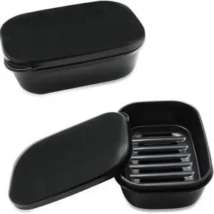 비누 접시 상자 홀더 샤워용 용기 2팩 여행용 방수 휴대용 케이스 트레이 자동차 집 야외 캠핑 체육관블랙