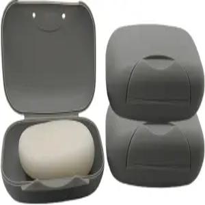 여행용 비누 홀더 바 접시 샤워 세이버 케이스 용기 박스 욕실 캠핑용 폰프리 다크 그레이 3팩
