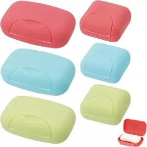 Zoyiancy 6 PCS 여행용 비누 케이스 뚜껑이 있는 휴대용 플라스틱 상자 방수 누수 방지 접시 캠핑 야외