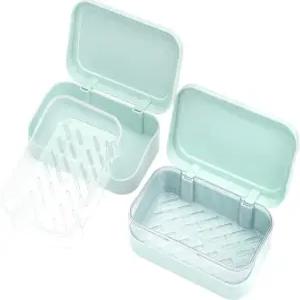 뚜껑이 있는 이중 배수 비누 접시 SAISN 욕실 홀더 2팩 여행용 바 케이스 분리형 슬롯형 용기 가정 샤워