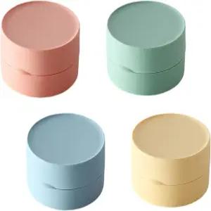 4가지 색상 비누 홀더 여행용 케이스 원형 접시 휴대용 플라스틱 바 용기 뚜껑이 있는 누수 방지 상자