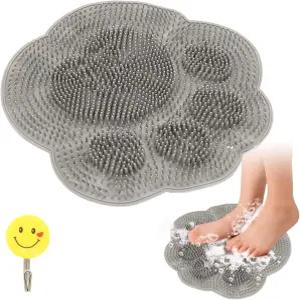 므자리오 샤워 풋 스크러버 매트 흡입 컵이 있는 실리콘 수납 후크가 벽걸이 백 클리닝 패드