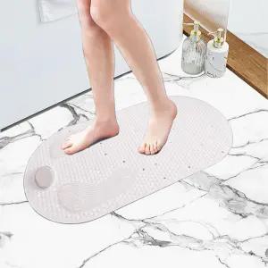 히졸비오 욕실용 화이트 32x16인치 스톤 목욕 매트 부석이 있는 욕조 스크러버 논 슬립 발 마사지용 미끄럼