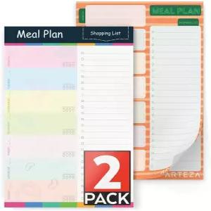 아르테자 주간 식사 계획 패드 마그네틱 메모장 6x9 인치 2 60 프리미엄 68Lb/100gsm 페이지 팩 편리한