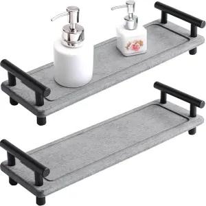 2PCS 흡수식 돌 트레이 인스턴트 드라이 싱크 캐디 블랙 핸들이 있는 건조 욕실 싱크대용 데코 소형