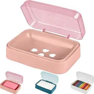 뚜껑이 있는 투명 비누 접시 3팩 주방 샤워기 학교 체육관용 휴대용 케이스가 가벼운 플라스틱 바 홀더