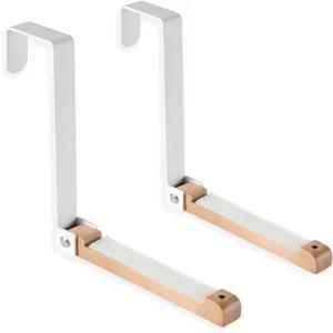 2팩 접이식 옷 건조대 두께 조절 가능 금속/나무 휴대용 경량 헤비 듀티 세탁용 도어 후크 위흰색