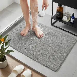 샤워 매트 미끄럼 방지 16 x 24 인치 내부 회색 욕조용 부드러운 PVC 루파 목욕 흡입 컵 없이 빠르게