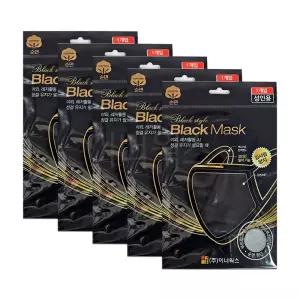 블랙 면 패션 마스크 방한대 5개세트 (소형) 천마스크 세탁 빨아쓰는 세탁용 가능 스포츠