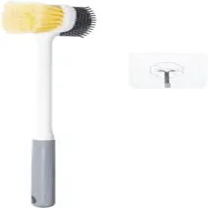 샤워용 베오민 풋 브러시 발가락 스크러버 롱 핸들 13.78인치 틈새 클렌징 및 스크러빙용 실리콘 소프트