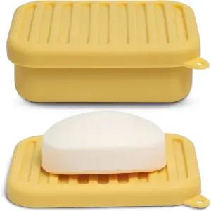배수 뚜껑/층이 있는 우수한 누수 방지 실리콘 여행용 비누 케이스 컴팩트 바 용기 캠핑 헬스장 및