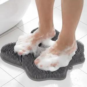 오즈너 실리콘 샤워 풋 스크러버 매트 백 워셔 목욕 패드 각질 제거 및 마사지 벽걸이 슬립 강력 흡입