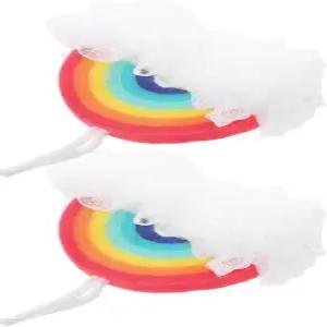 파토 레인보우 배스 스크러버 스펀지 2종 세트 부드러운 메시 샤워 파우치 볼로 각질 제거 적합하고 목욕