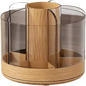 메이크업 브러시 보관함 6슬롯 360 회전 아크릴 오거나이저 베니티 홀더 여성 화장품 네일 젤 향수 가정용