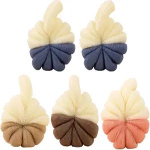 BATSVEE 5pcs 컬러 블록 샤워 루파 목욕 공 나일론 메시 각질 제거 바디 스크러버 및 욕실용 거품 스펀지