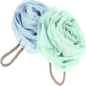 페이토 2종 플라워 샤워 스펀지 목욕 루파 메쉬 파우치 부드러운 각질 제거 볼 세트 스카이 컬러 민트 색상