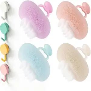 와칼랄라 업그레이드된 2in1 목욕 스펀지 듀얼 마운트 흡입 및 접착 후크 솔루션 부드러운 허니콤 폼 메시