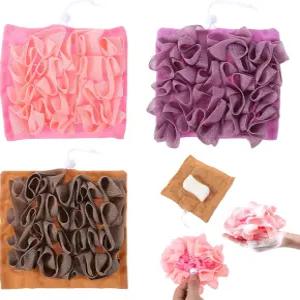 Hadves 비누 바 3개 루파 메쉬 샤워 볼 각질 제거 세이버 행주 큐티클 파우치 재사용 가능한 목욕 스펀지