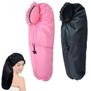 땋은 머리를 위한 대형 샤워 캡 긴 2개의 PCS 방수 두꺼운 곱슬머리를 재사용 가능한 목욕 헤어 보닛 락