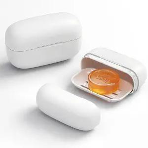 배수층이 있는 누수 방지 바 비누 여행 케이스 뚜껑이 컴팩트 용기 샤워 캠핑 헬스장 욕실용 홀더 식기