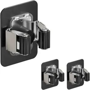 Conss 3팩 빗자루 홀더 벽걸이 및 걸레 정리함 주방 세탁 정원용 드릴링 셀프 접착 미끄럼 방지 그 없음